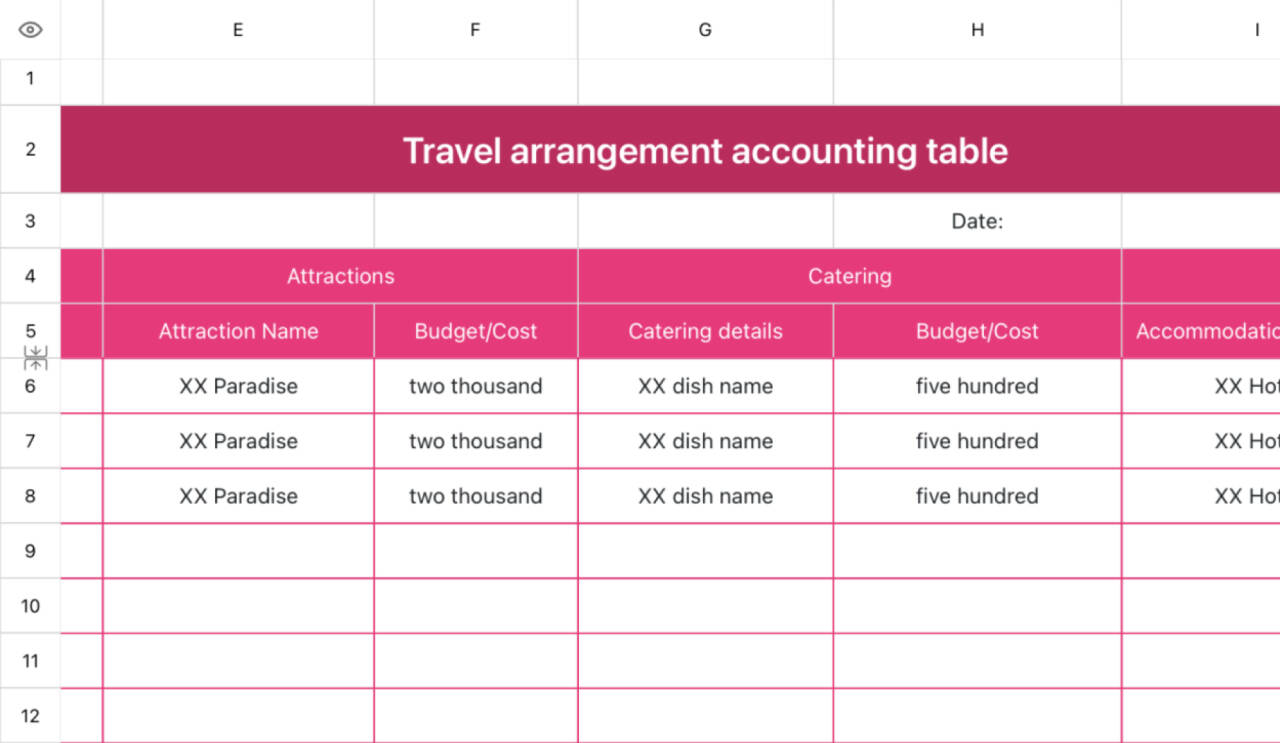 Travel arrangement accounting form 1
